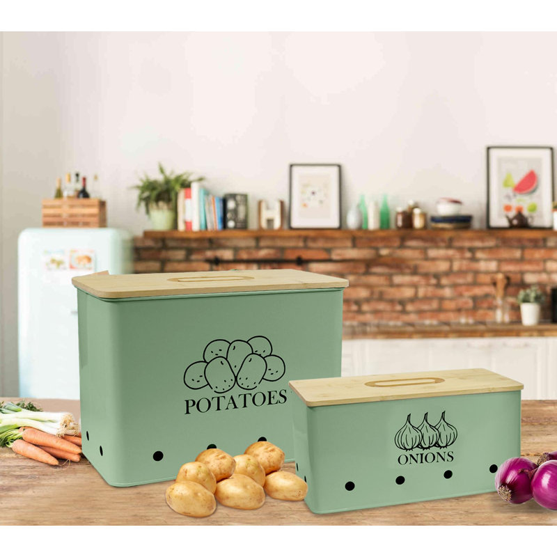 Boîtes de rangement pour pommes de terre, bacs de rangement pour la cuisine, lot de 2 pommes de terre, Vert