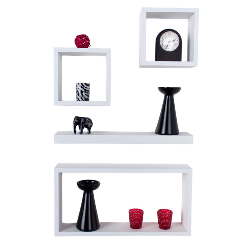 Recessed Wall Shelf, 4 Piece Wall Shelf Kit, White