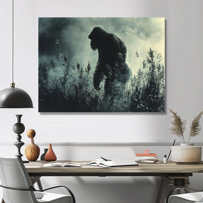 Silhouette d'ombre noire et grise Bigfoot - art mural Bigfoot