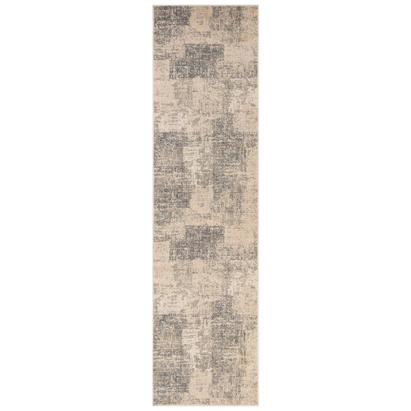 Tapis de couloir beige / gris Nemahan, Tapis de couloir 2 pi 7 po x 10 pi