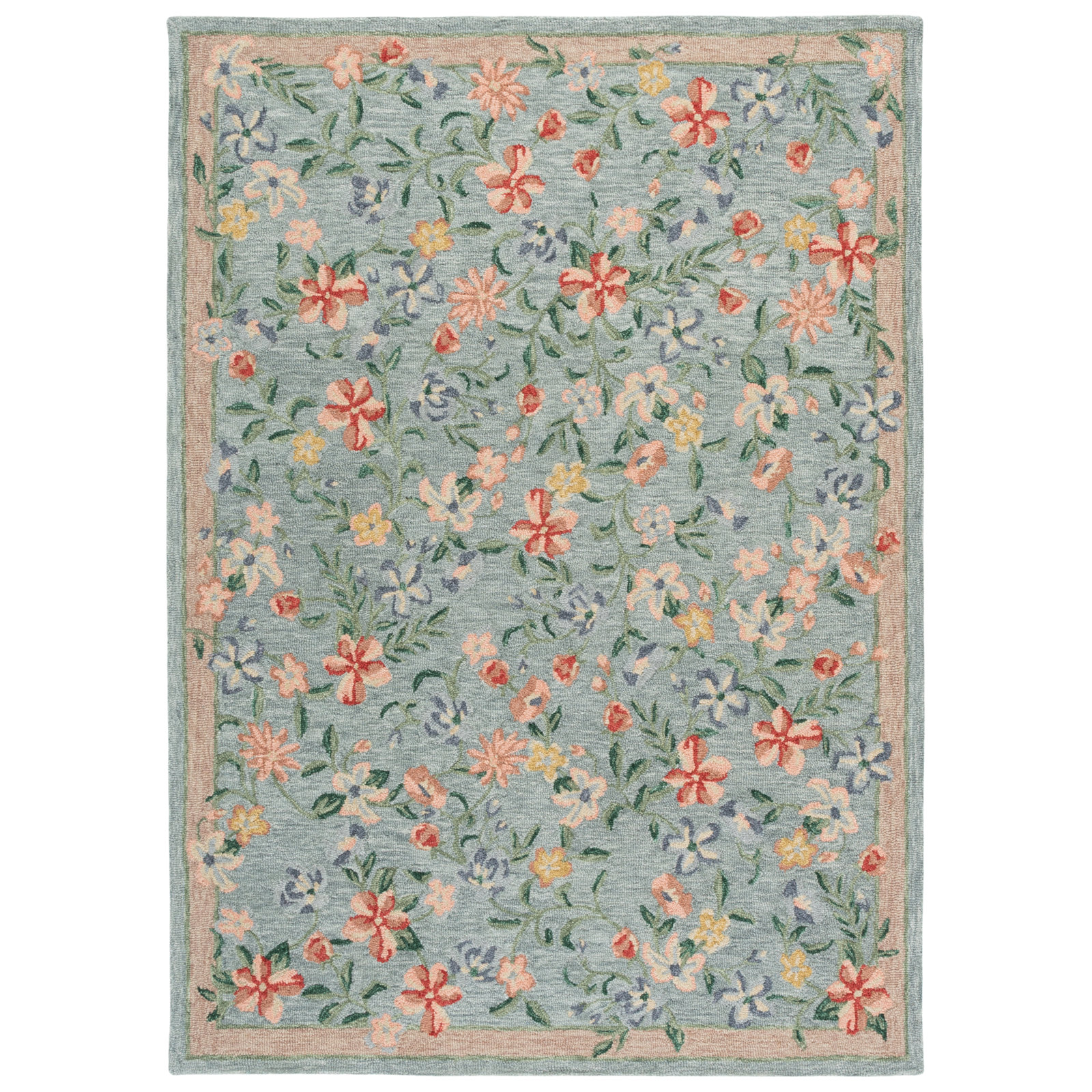 Martha Stewart 3854 Hand Tufted 85% Wool; 15% Cotton Floral Rug, Rectangle 4' x 6'