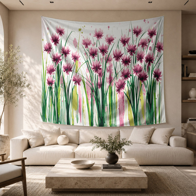 Tapisserie murale «Légumes et fleurs de ciboules», 26 po x 36 po