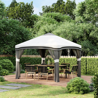 Auvent extérieur gris 10 pi x 10 pi avec filet respirant, hauteur réglable, sac à roulettes et sacs de sable, filet gris pour l'extérieur, couleur de transport