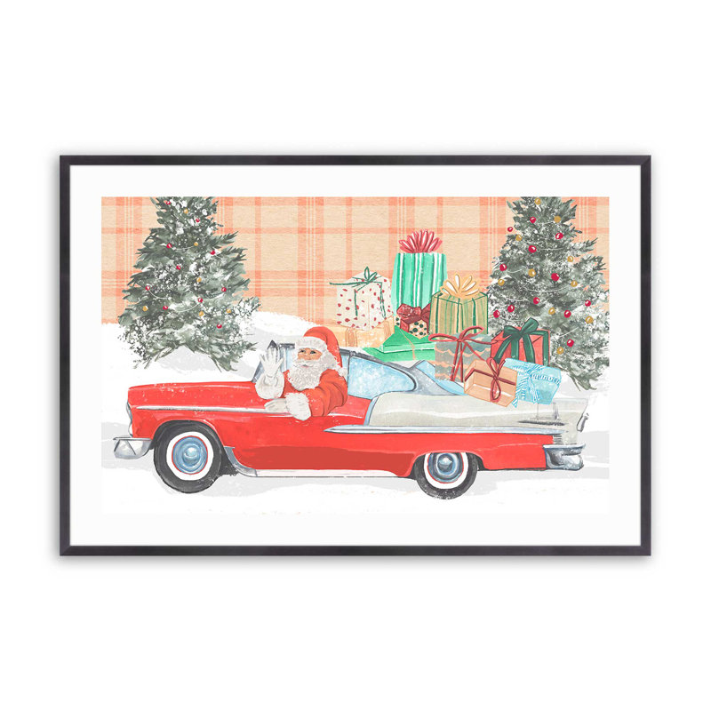 Imprimé convertible du père Noël, H 12,25 po x l 15,25 po x P 1,25 po, Cadre simple en zinc patiné