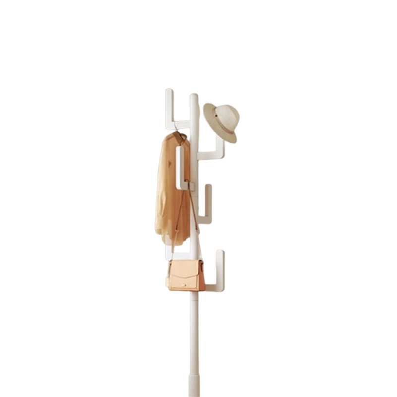Rotatable Solid Wood Clothes And Hat Stand, White