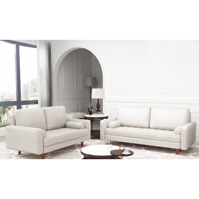 2 Piece Leather Square Arm Sofa Set -  Corrigan StudioÂ®, CA7001A0E14B490EAFDF29F544419F86