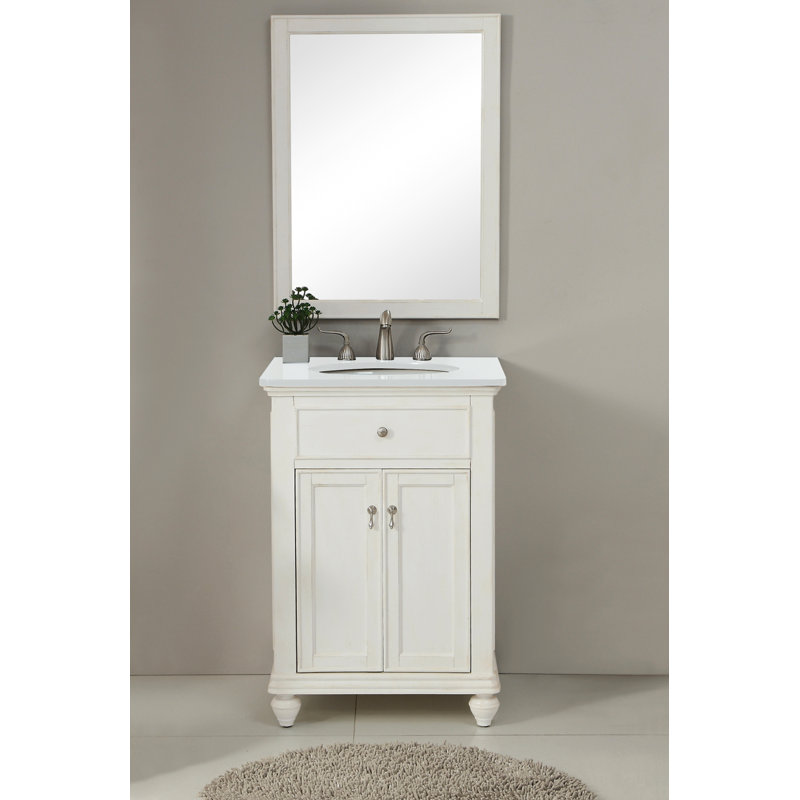 Otto 24'' Single Bathroom Vanity with Top, Antique White, Ivory White