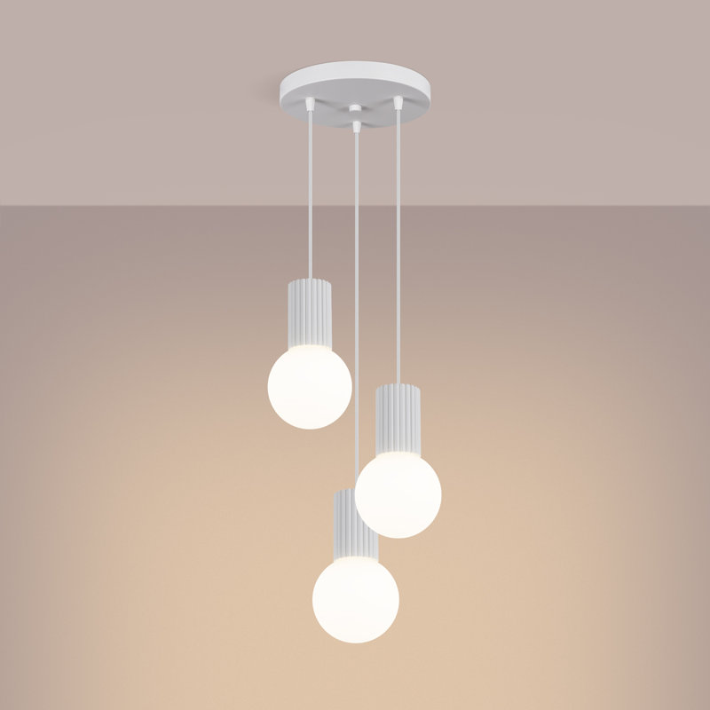 Bernis 3 - Light Brushed Nickel Pendant, White
