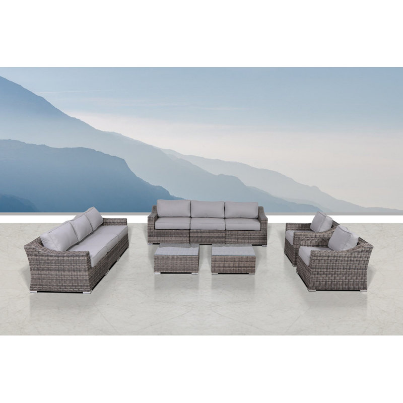Biles Wicker Fully Assembled 8 - Person Seating Group with Cushions