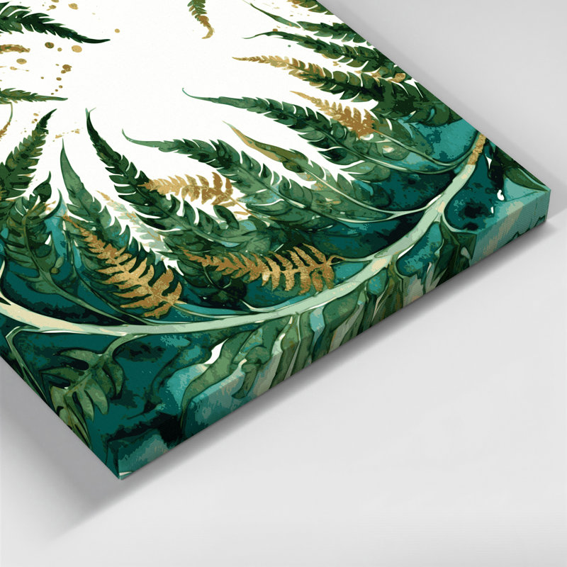 Art sur toile vert, motifs de fougères hawaïennes, H 16 po x l 16 po