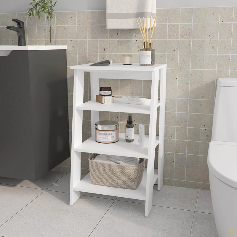 Freestanding Bathroom Shelf with Open Storage, White