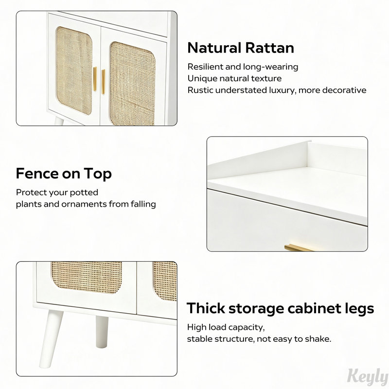 Buffet Farmhouse avec tiroir et portes, White