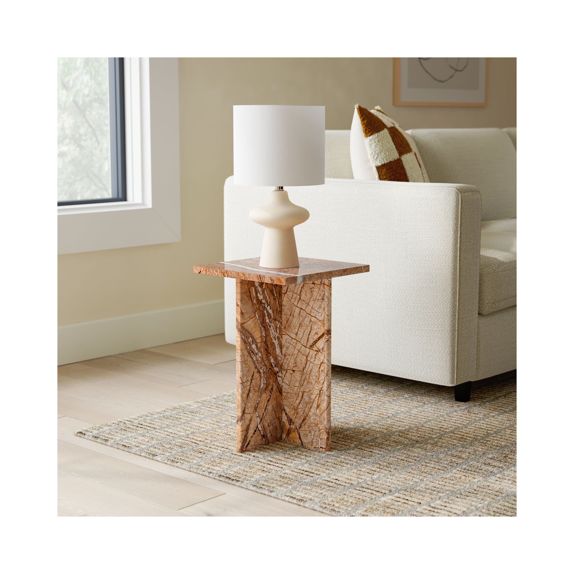 Rience End Table, Gold Marble