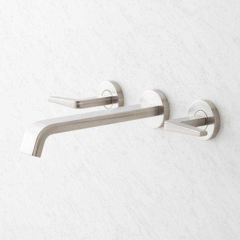 Drea 1.2 GPM Wall Mounted Widespread Bathroom Faucet, Brushed Nickel