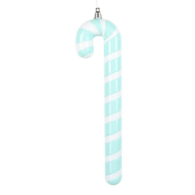  Ornement 12 pouces canne de bonbon ultrabrillant turquoise. Comprend 2 ornements par sac.