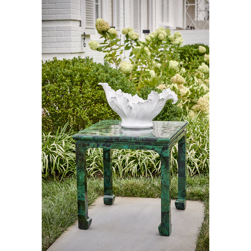 Malachite Square Wood End Table in Green Finish