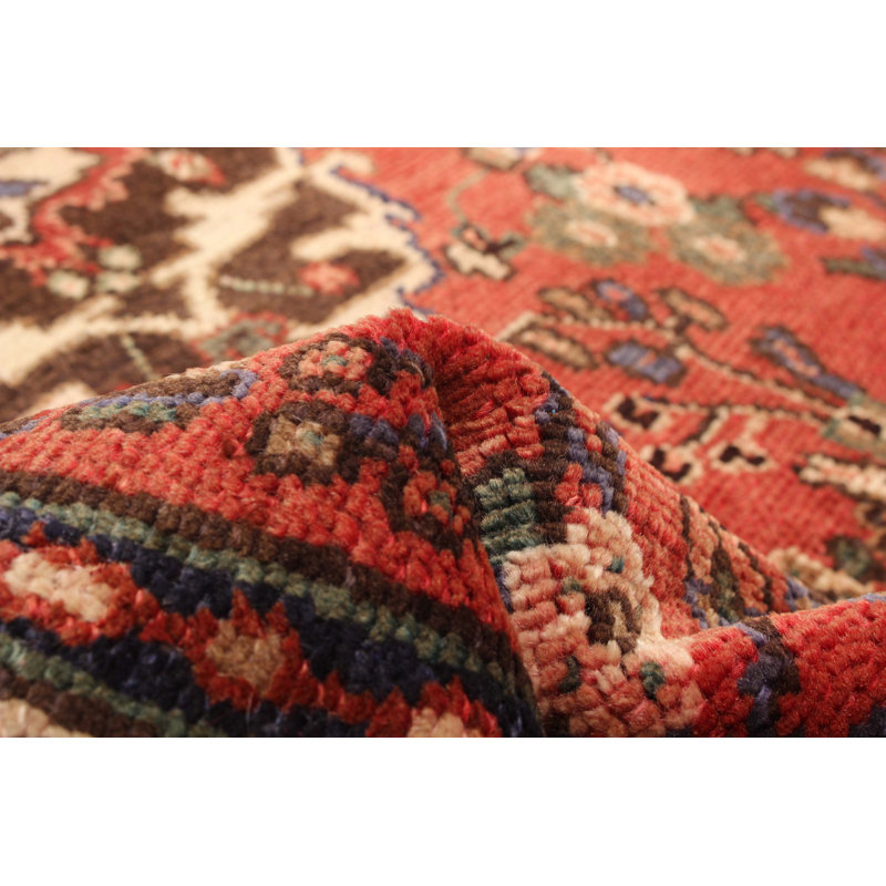 Tapis rouge unique noué à la main 3 pi 6 po x 9 pi 9 po One Of Kind