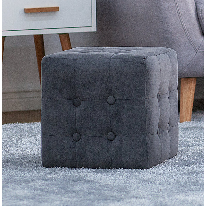 Stroud 31cm Wide Tufted Square Cube Ottoman, Dark Grey