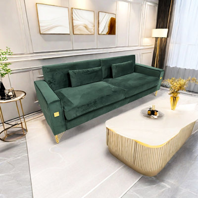 Velours 2 po avec bordure dorée - Canapé moderne et élégant pour le salon et le bureau