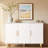 Spacious 3-Door Sideboard In White. For Kitchen, Dining & Living Rooms. Gold Handles And Fluted Design Enhance Style Accent White Buffet Cabinet With 3 Doors. Design. Fits Various Rooms