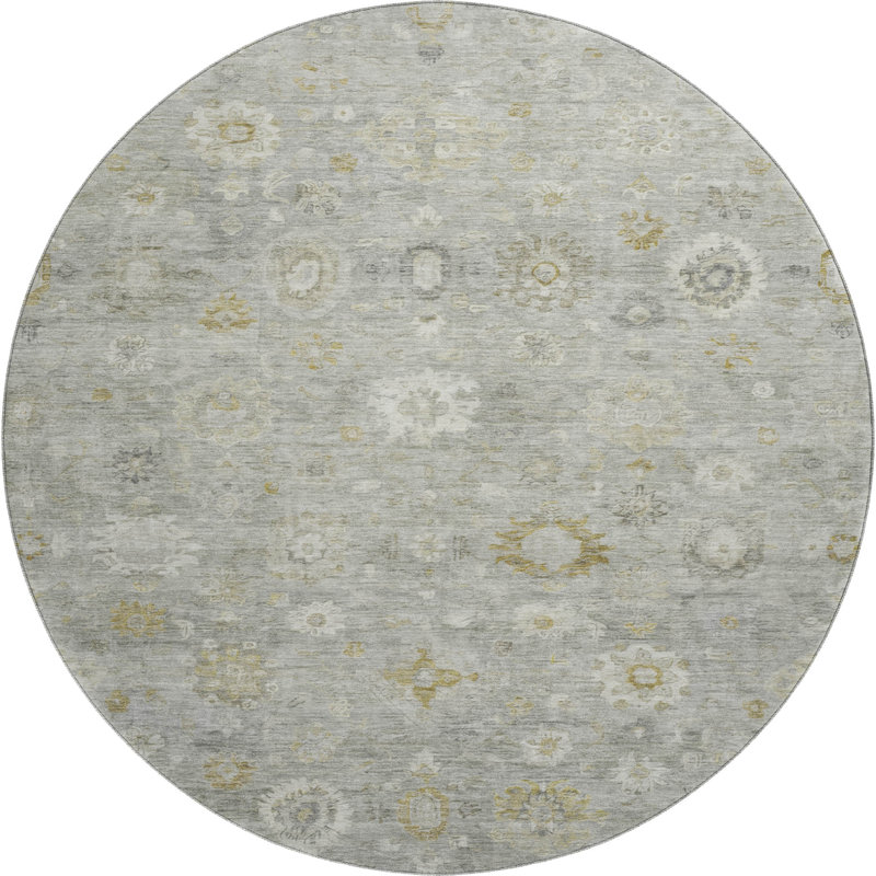 Premium Machine Washable Verlin AMF1770 Damask Rug, Round 8'