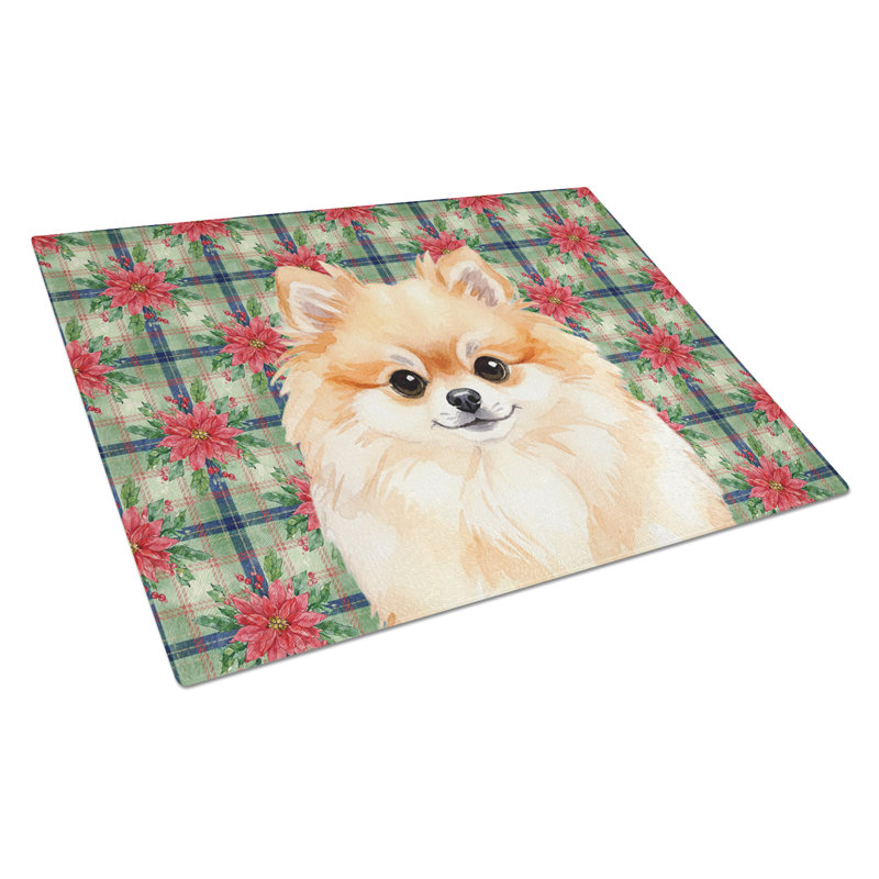 Planche à découper en verre Pomeranian PoinsettIas