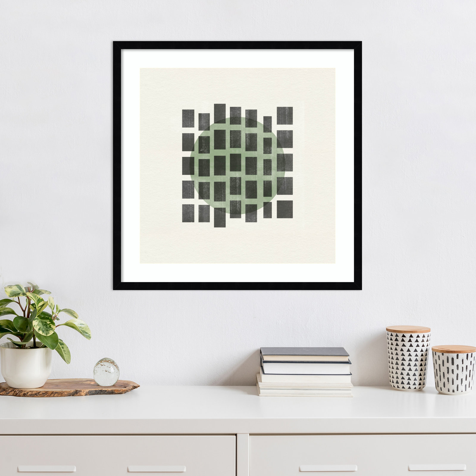 Leia "Minimalist Japandi 01" Print, Black, 25" H x 25" W