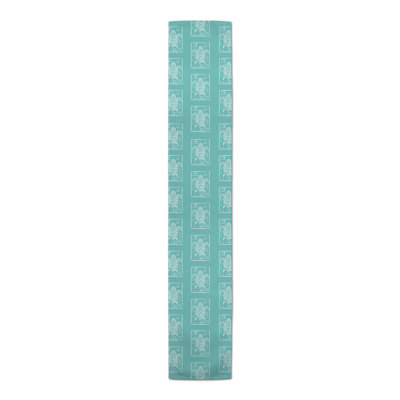 Sea Turtle Stamp Gray Table Runner