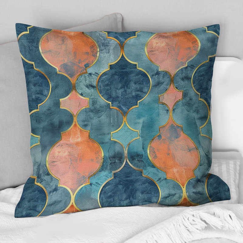 Peach Blue Vintage - Coussin décoratif rétro, H 18 po x l 18 po