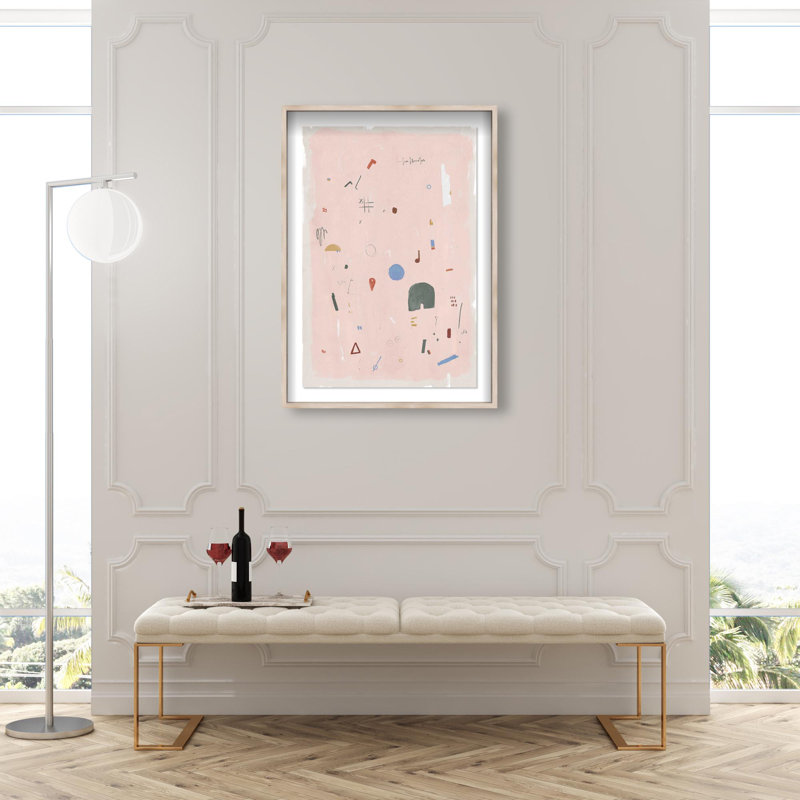 Oliver Gal Pieces of Me Blush Abstract - Luxury Shadowbox Framed Wall Art, 56" H x 38" W, Cream