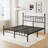 42" High Platform california king bed frame with Headboard, metal bed frame Contemporary Style, Minimalist, High Load Capacity, No Box Spring Needed, No Wobble-1054757688