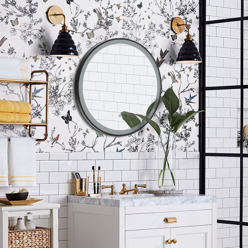 Armyn Metal Round Wall Mirror, 80 cm H x 80 cm W