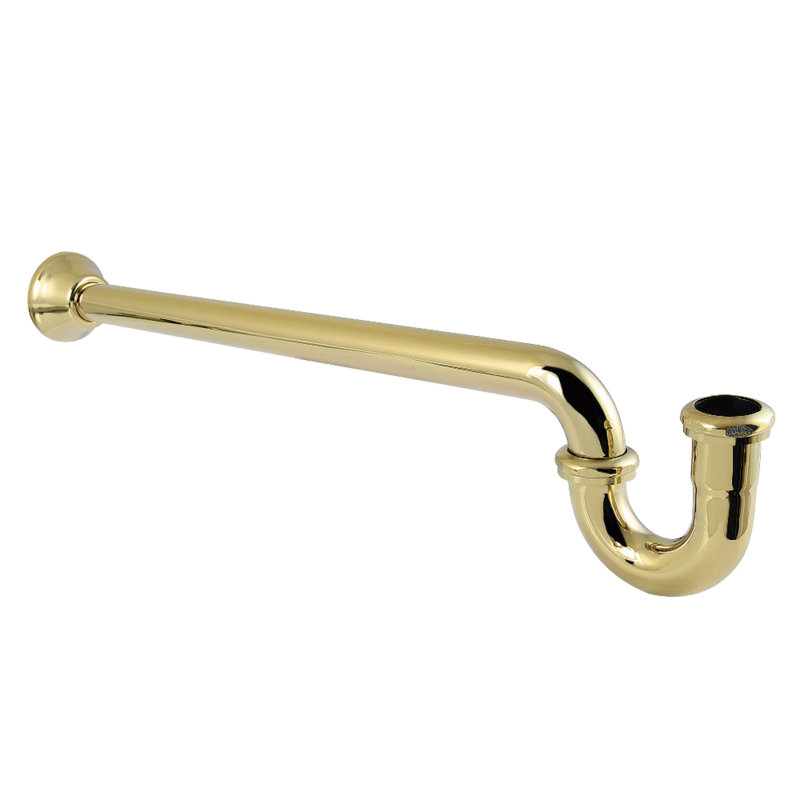 Kingston Brass Vintage 1-1/4 Inch Decor P-Trap with Bell Flange, 18 Gauge, 24", Polished Brass