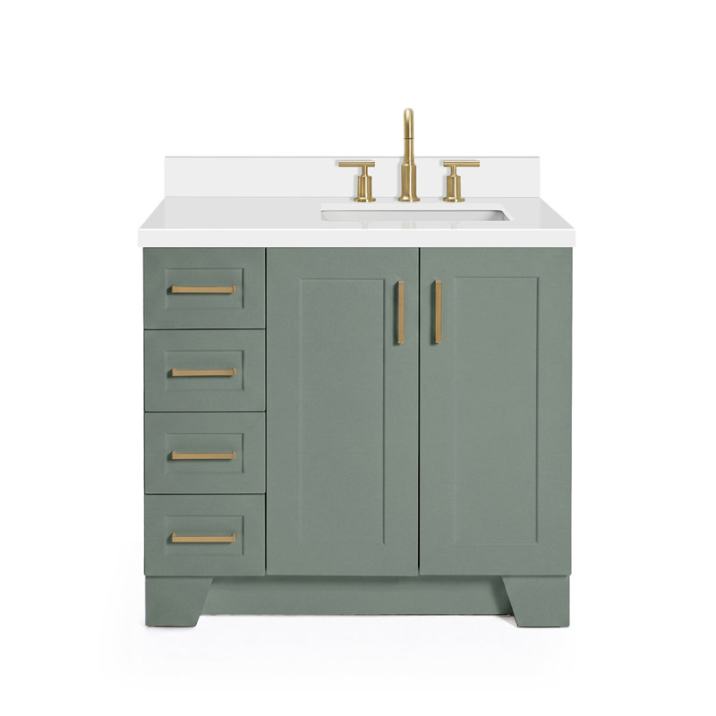 37 IN.  Single Bathroom Vanity, Right, Rectangular, Vintage Green