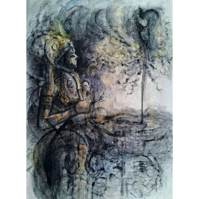 Bouddha - Art abstrait | Technique mixte sur papier | Par Mona Kapoor