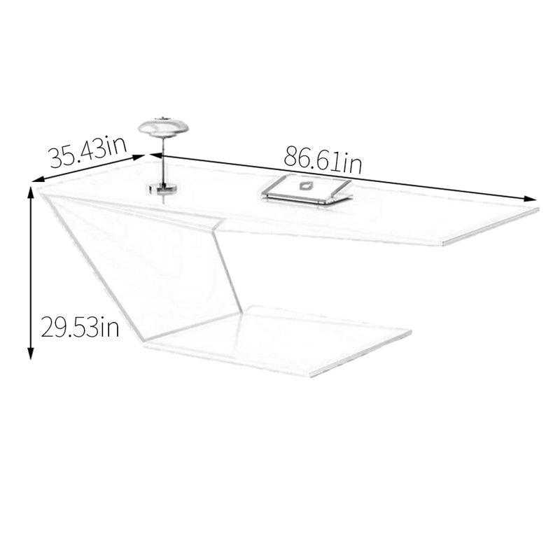 Bureau créatif laqué blanc, H 29,53 po x l 86,61 po x P 35,43 po