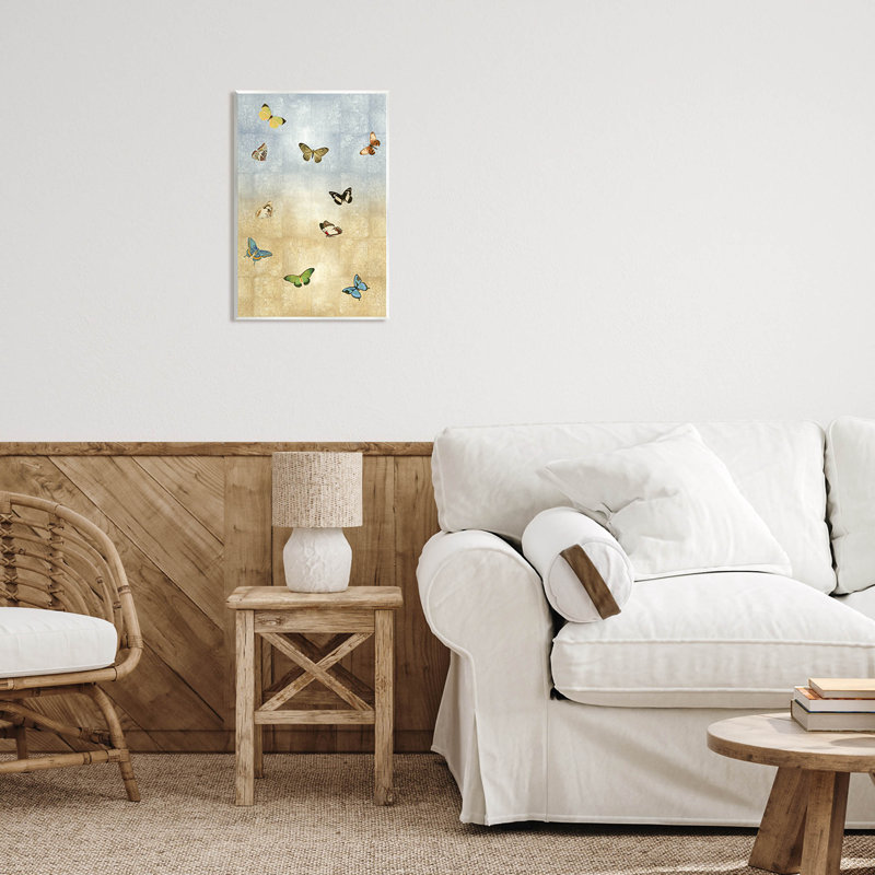 Variété de papillons variés, estampe numérique par Tina Blakely, H 19 po x l 13 po x P 0,5 po, Bois