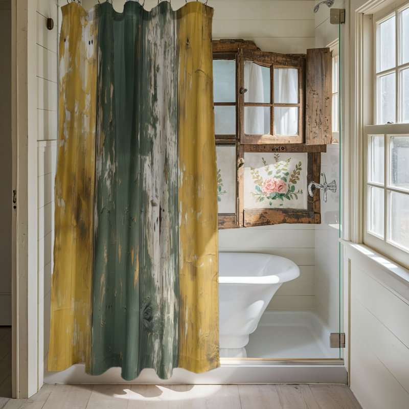 Rustic Yellow Timber - Premium Shower Curtain, 74"H x 71"W