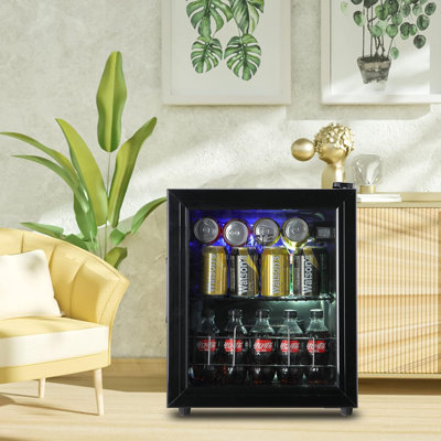 17"W 60 Cans 1.6 Cubic Feet Freestanding Mini Beverage Refrigerator