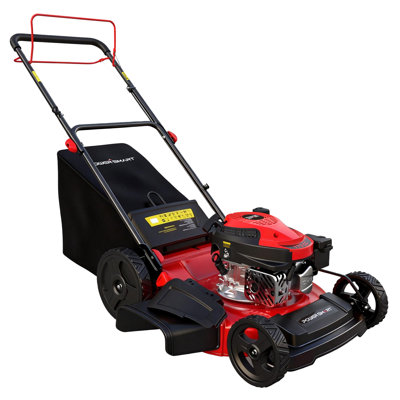 PowerSmart 21"  Gas Lawn Mower, 3-In-1 Self-Propelled, 170cc 4-Cycle Engine, All-steel Deck, Large Grass Catcher Bag, Single-level Adjustable Heights, Foldable Handle, Grass Mulching & Bagging, Small & Medium Lawn, Lawn Care