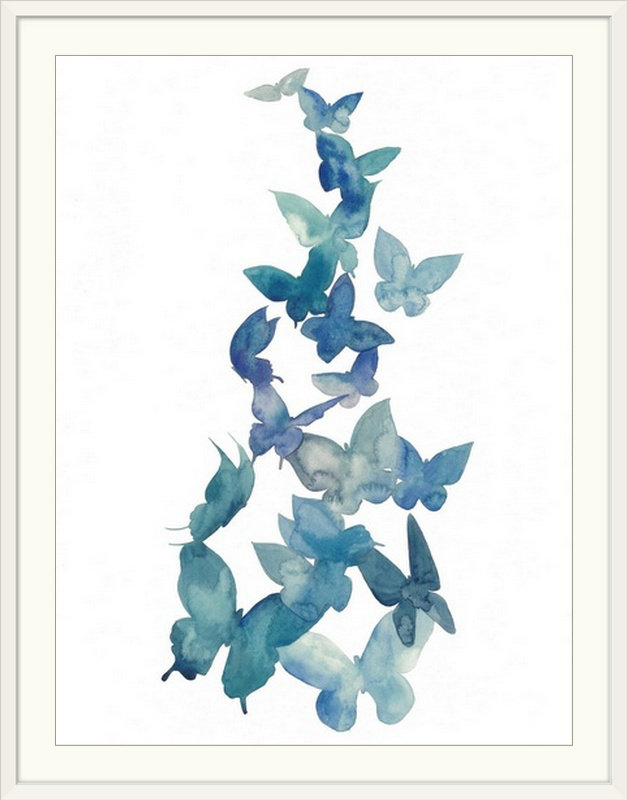 « ii », reproduction d’impression dépilée Butterfly Falls, Cadre blanc, H 32 po x l 26 po x P 1 po