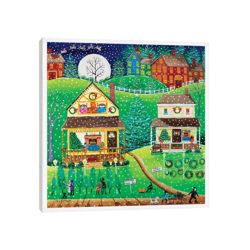 The First Snow by Cheryl Bartley - Painting on Canvas, 93.98cm H x 93.98cm W x 3.81cm D, White Framed