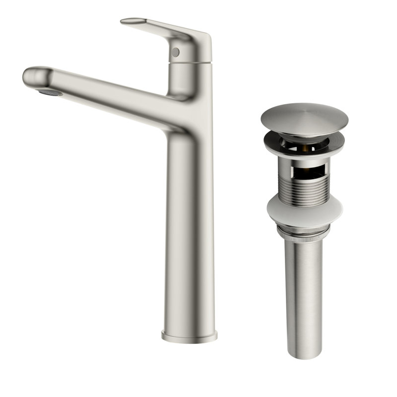 Robinet de salle de bain à poignée simple en laiton, Nickel brossé