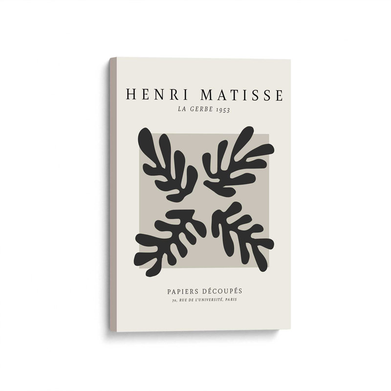 Affiche La Gerbe en noir Matisse, Toile tendue, H 12 po x l 8 po x P 1,25 po