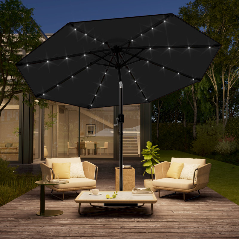 Parasol de marché pour terrasse 10 pi, Noir, noir, noir, noir