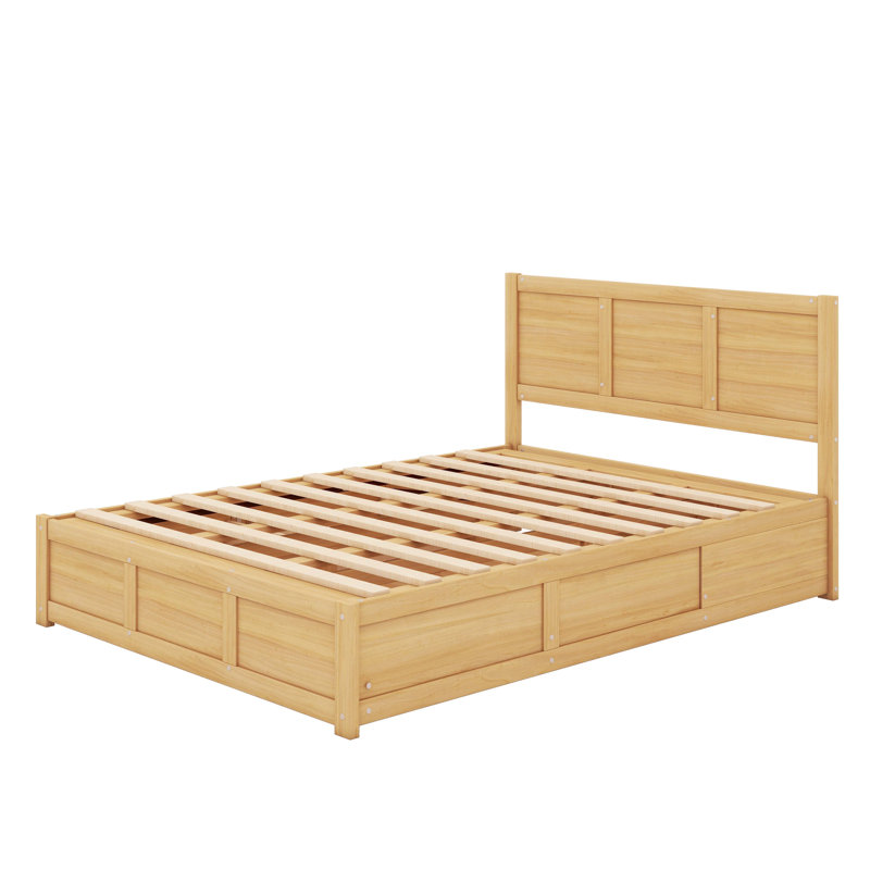 Lit plateforme en bois avec rangement inférieur et 2 tiroirs Piercesare, Double