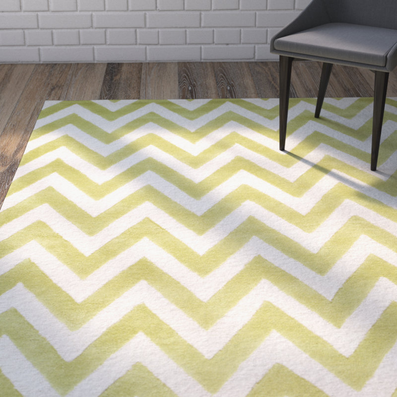 Nero Chevron Wool Hand Woven Area Rug, Rectangle 122 x 183 cm