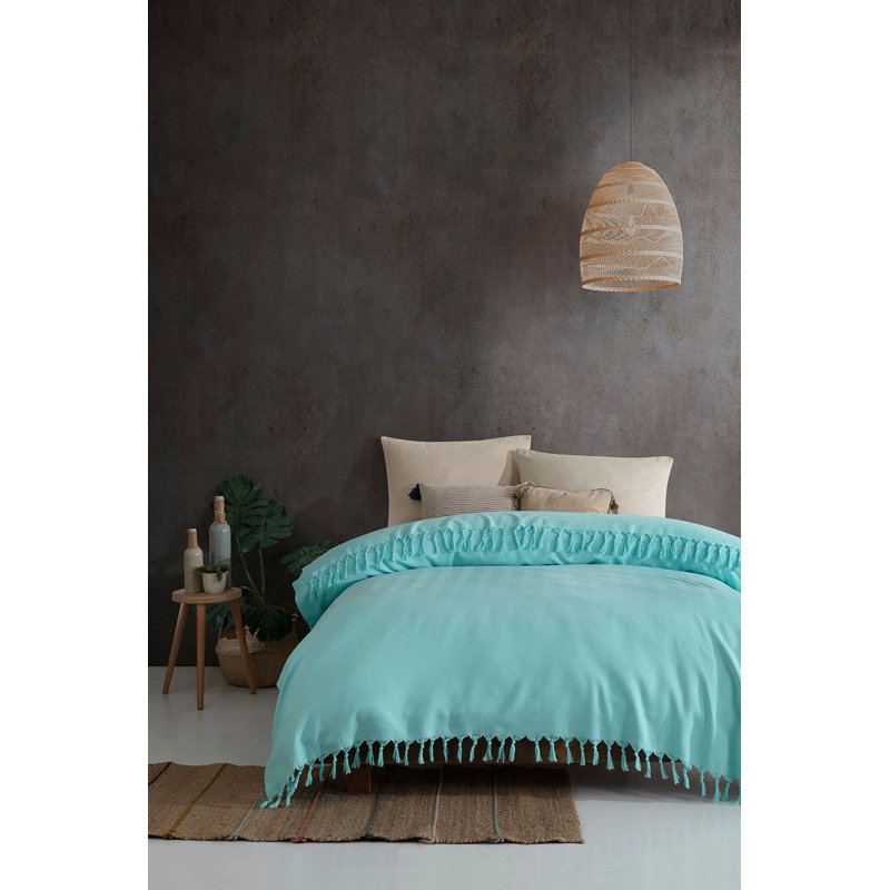 Double Pique Blanket, Sea Green, 78.7 x 90.6 inches | 70% Cotton / 30% Polyester, 9.1 oz/sq yd | Machine Washable at 104°F | Perfect for Cozying Up on Couches or Beds, Soft and Durable Design