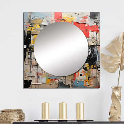 Timea - Miroir carré à collage abstrait
