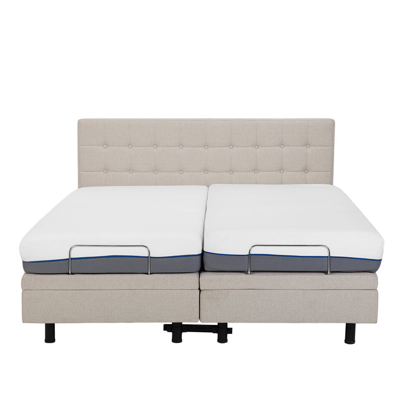 Robards Upholstered Adjustable Bed, Beige, European Single (90 x 200cm)